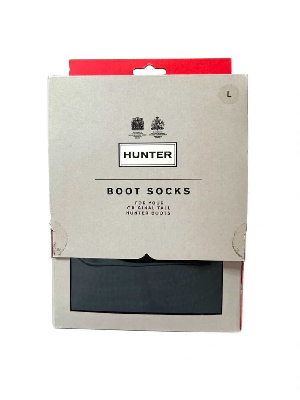NEW Hunter Half Cardigan Boot Socks Black Red Size L